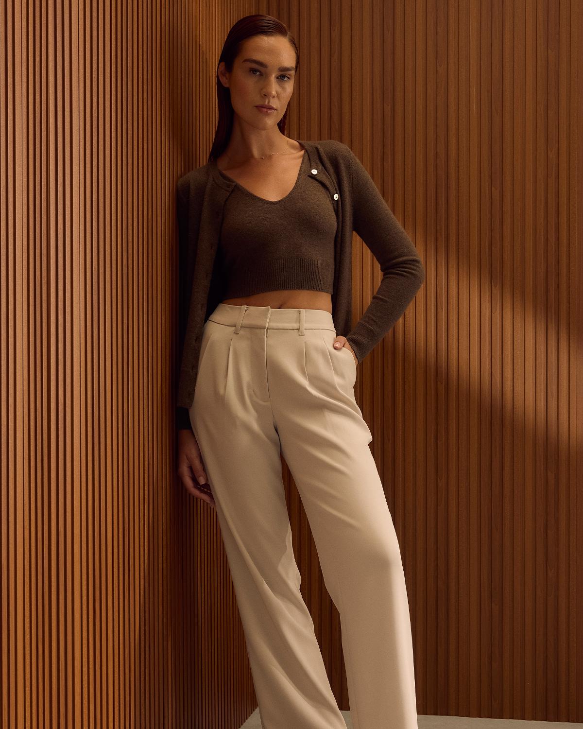 Quince | Women's Stretch Crepe Pleated Wide Leg Pants Recycled Polyester Product Image