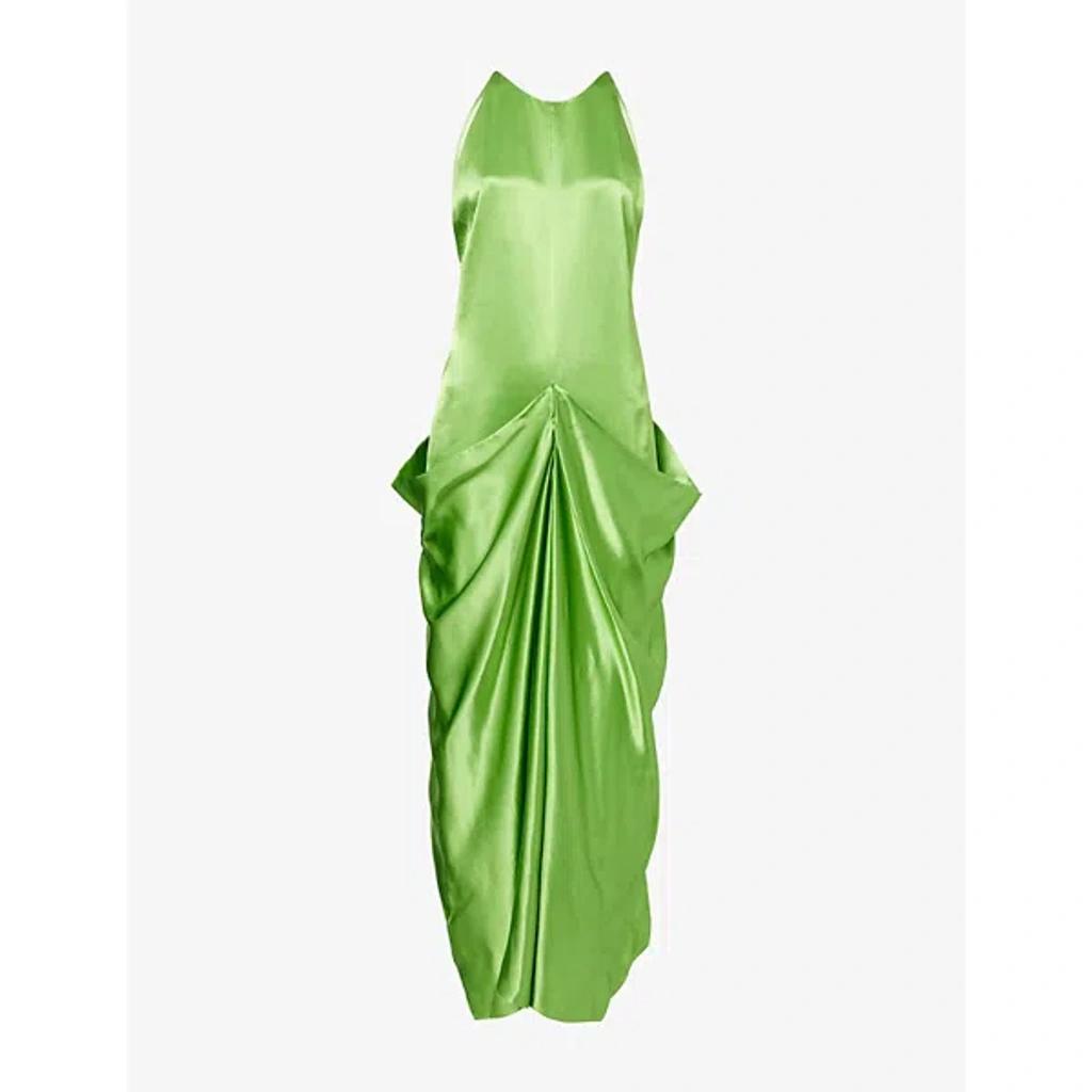 KHAITE Womens Absinthe Kent Draped Satin Maxi Dress In Green Product Image