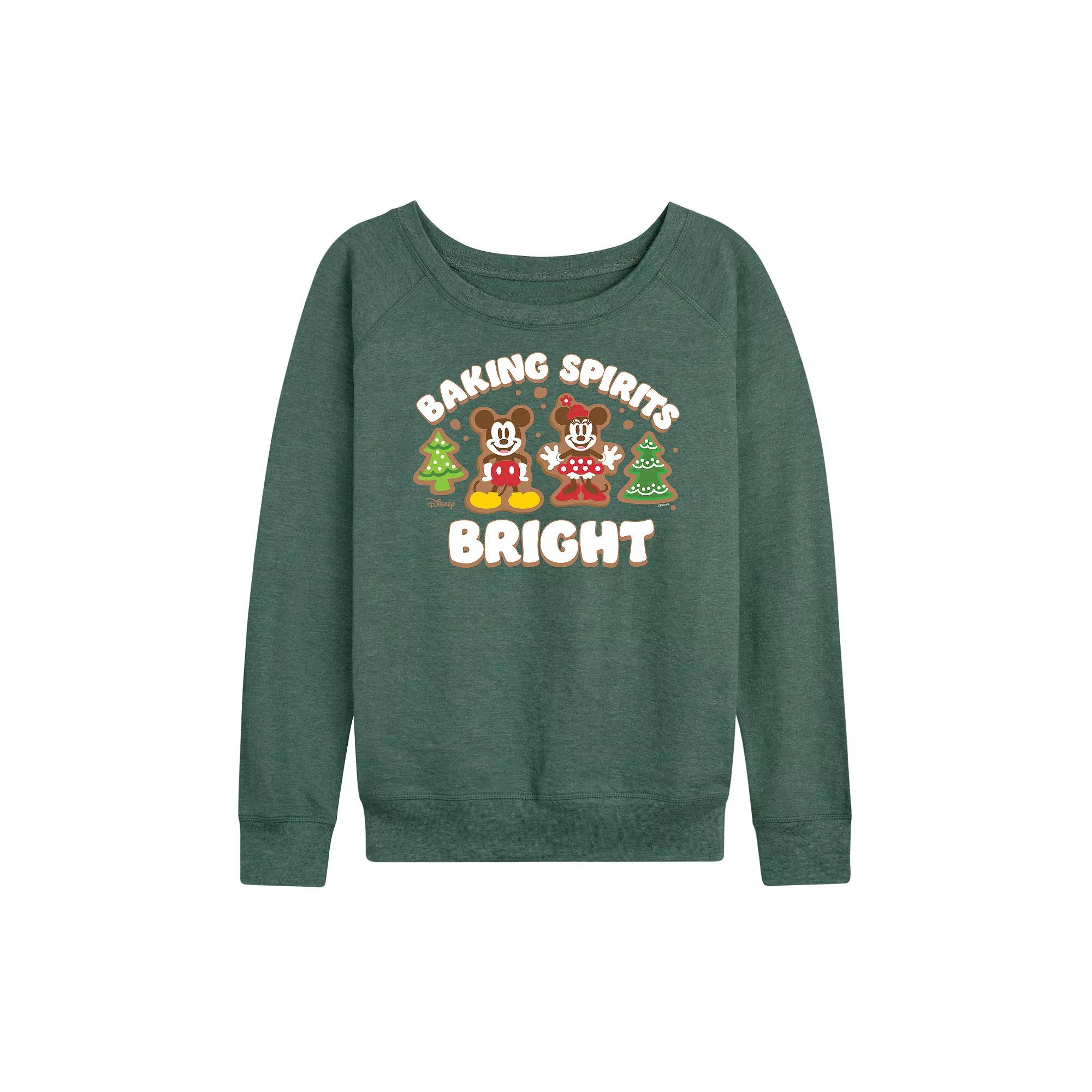 Disney's Mickey and Minnie Mouse Women's Baking Spirits Bright French Terry Long Sleeve Tee,  Product Image