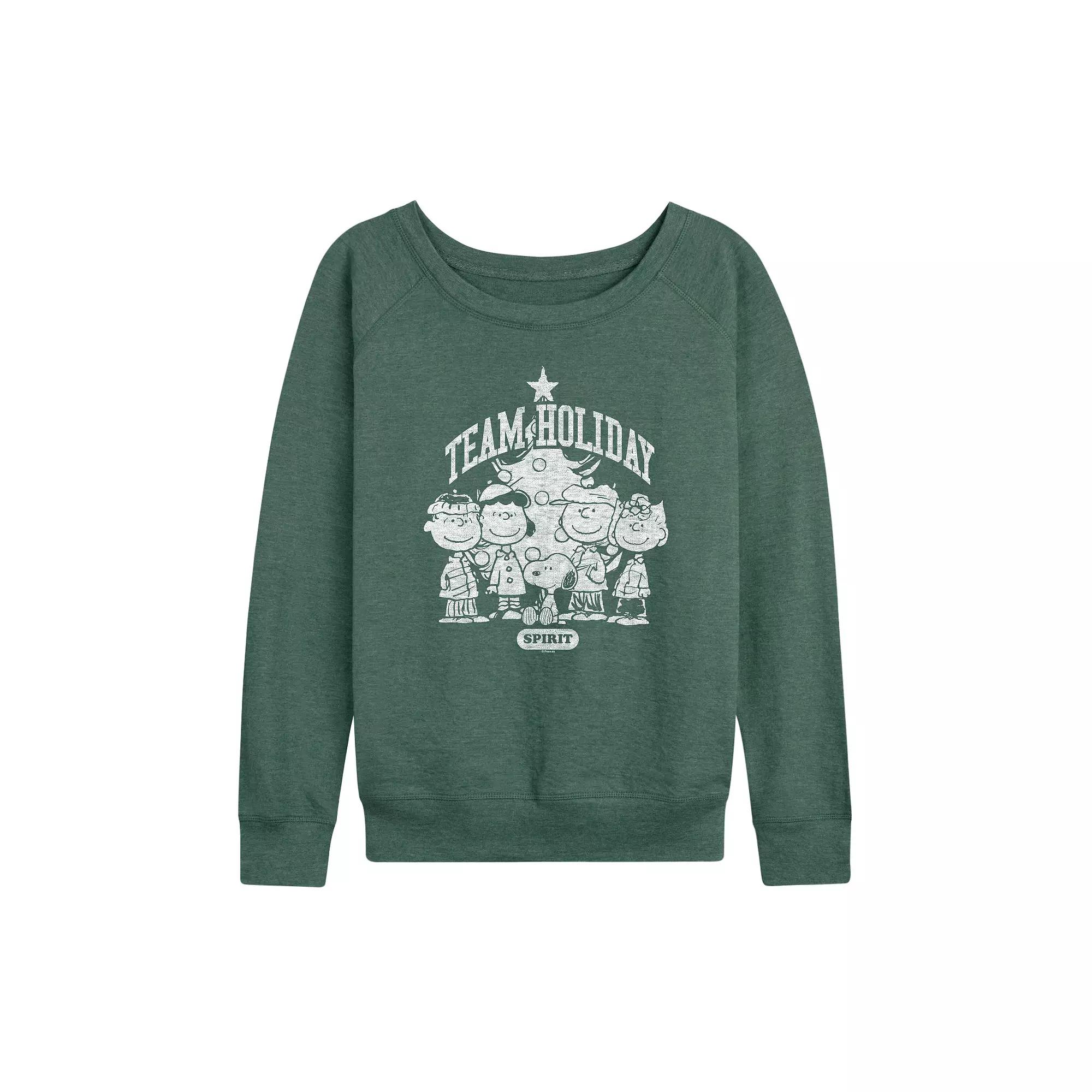 Women's Peanuts Team Holiday Spirit French Terry Long Sleeve Tee,  Product Image