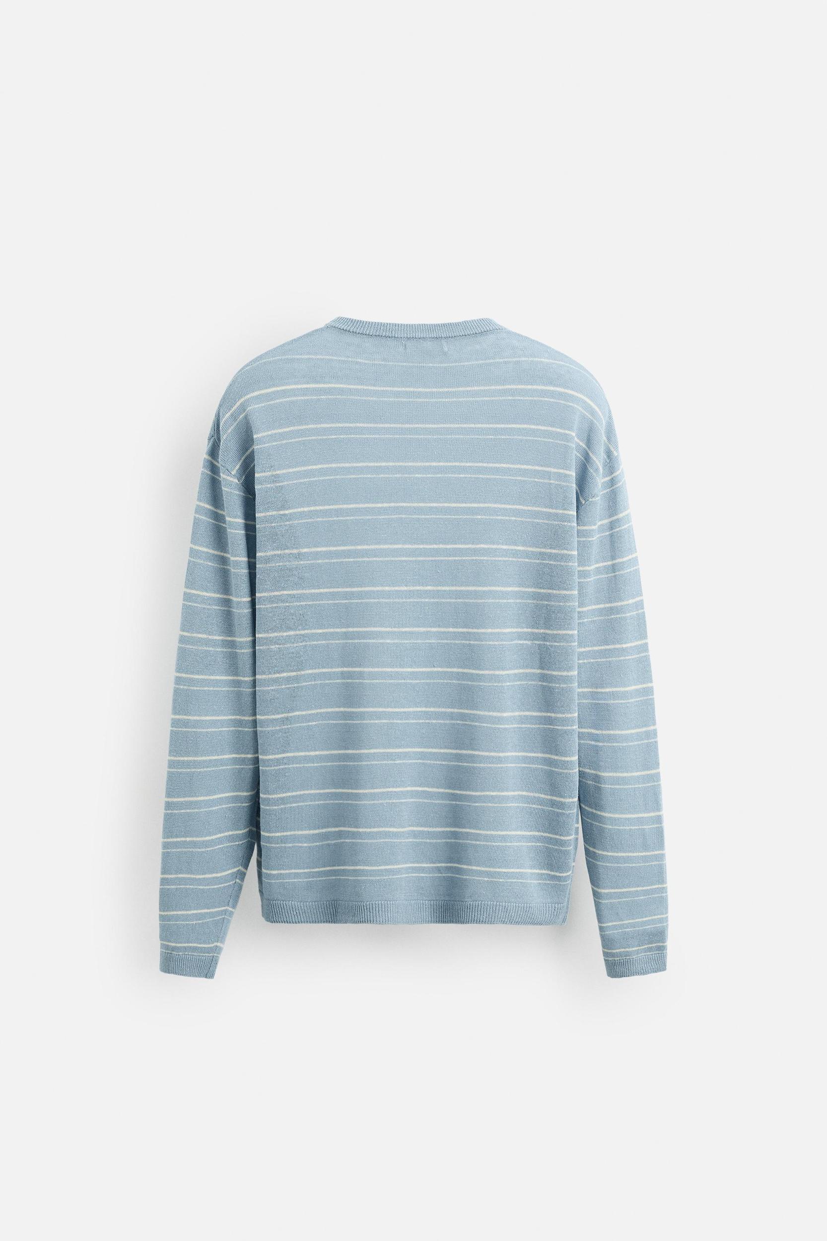 100% LINEN STRIPED SWEATER Product Image