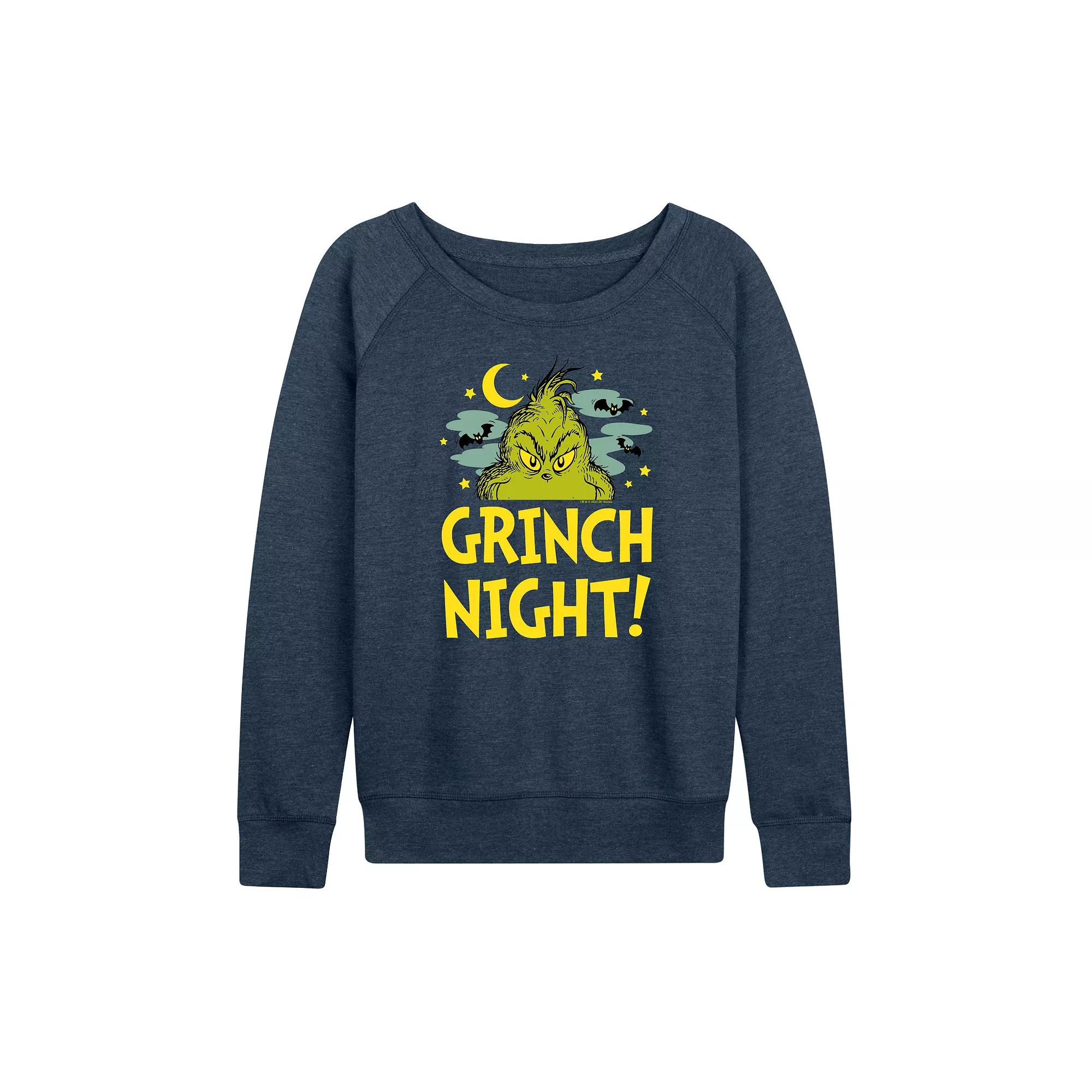 Women's Dr. Seuss Grinch Night Halloween French Terry Long Sleeve Tee,  Product Image