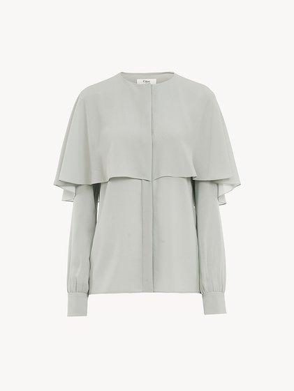 Cape blouse in silk georgette Product Image