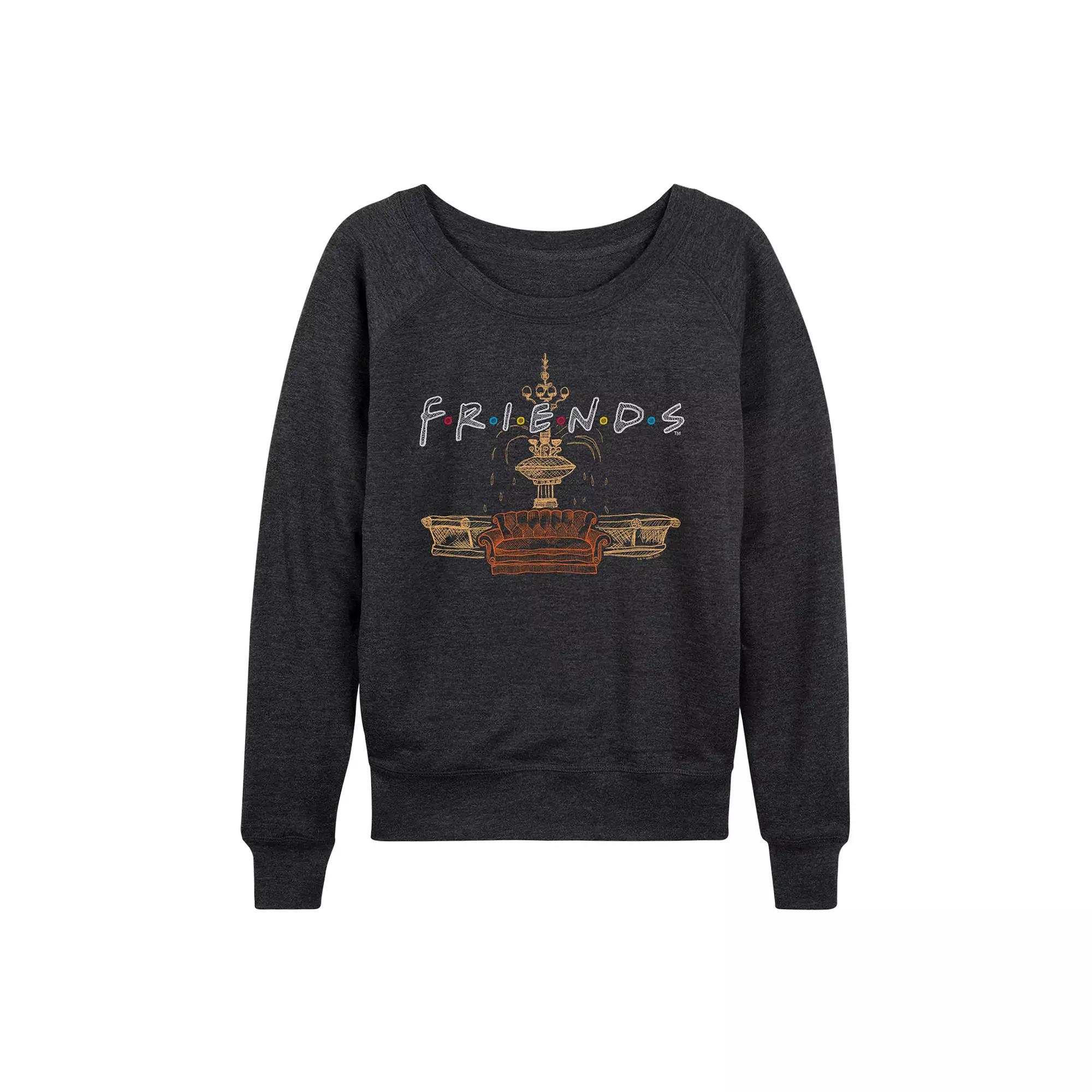 Women's Friends Couch Fountain Set French Terry Long Sleeve Tee,  Product Image