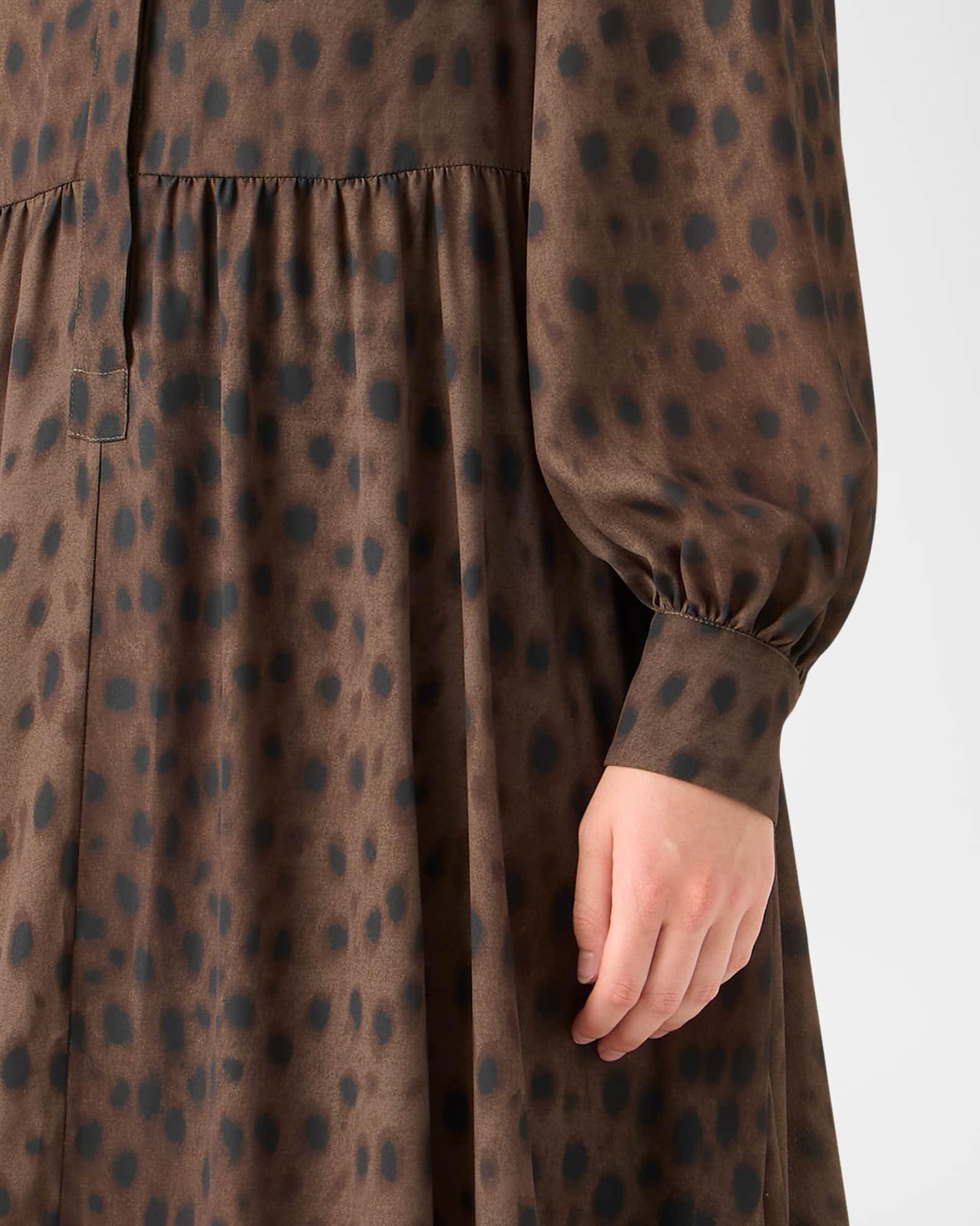 Leopard-Print Viscose Georgette Midi Shirtdress Product Image