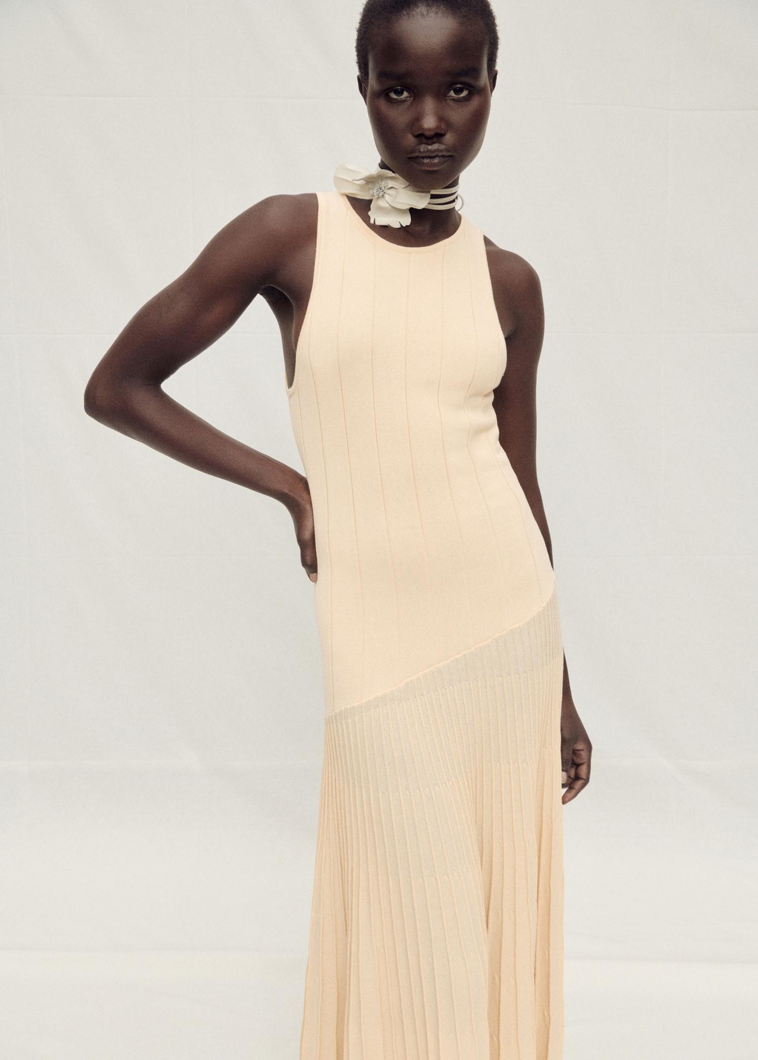 Pleated knitted dress - Women | MANGO USA Product Image