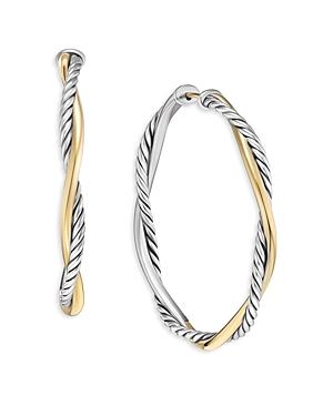 Womens Infinity Hoop Earrings in Sterling Silver with 14K Yellow Gold, 42MM Product Image