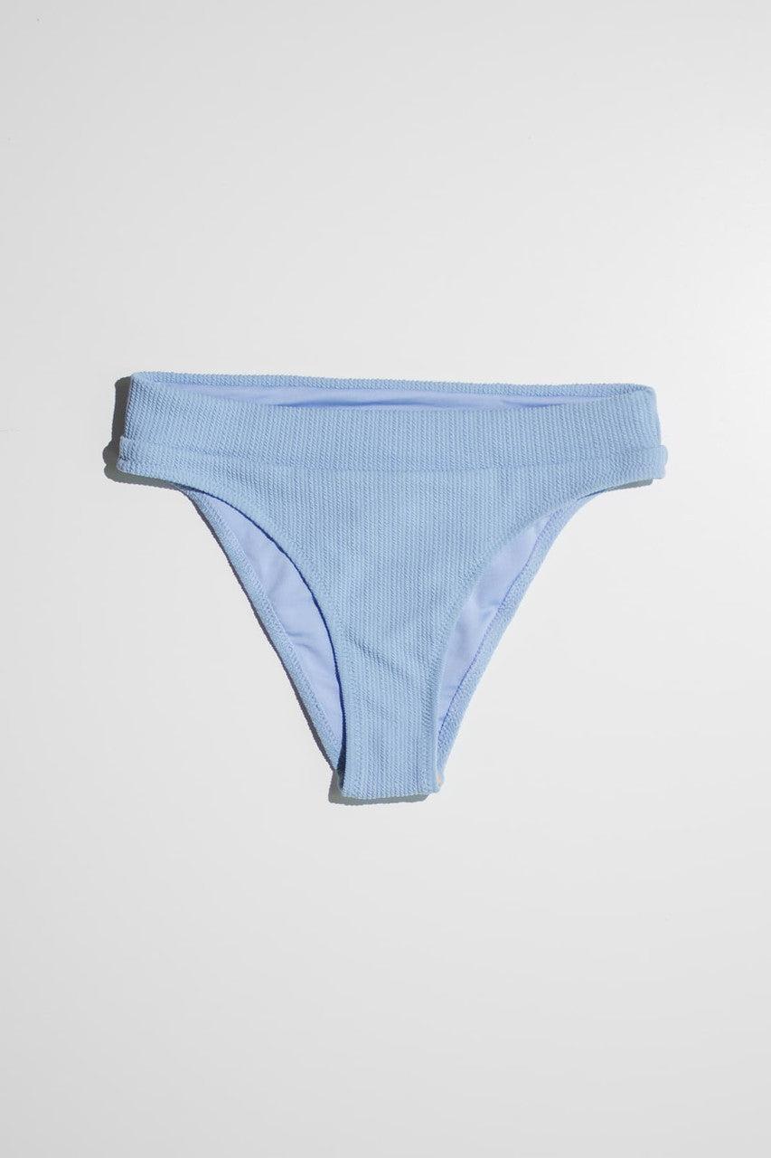 Sky Blue Twist Front Ribbed Bikini Bottom Product Image