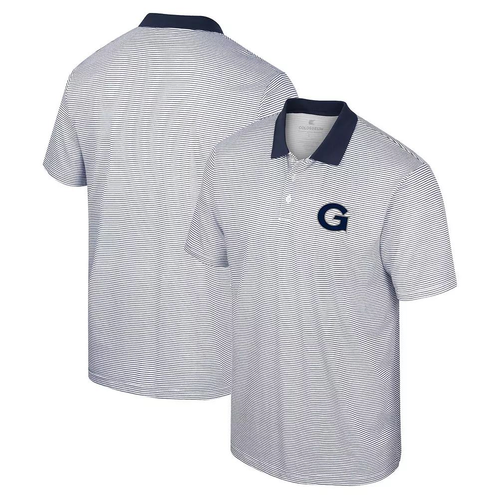 Men's Colosseum White Georgetown Hoyas Print Stripe Polo,  Product Image