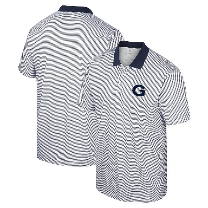 Men's Colosseum White Georgetown Hoyas Print Stripe Polo,  Product Image