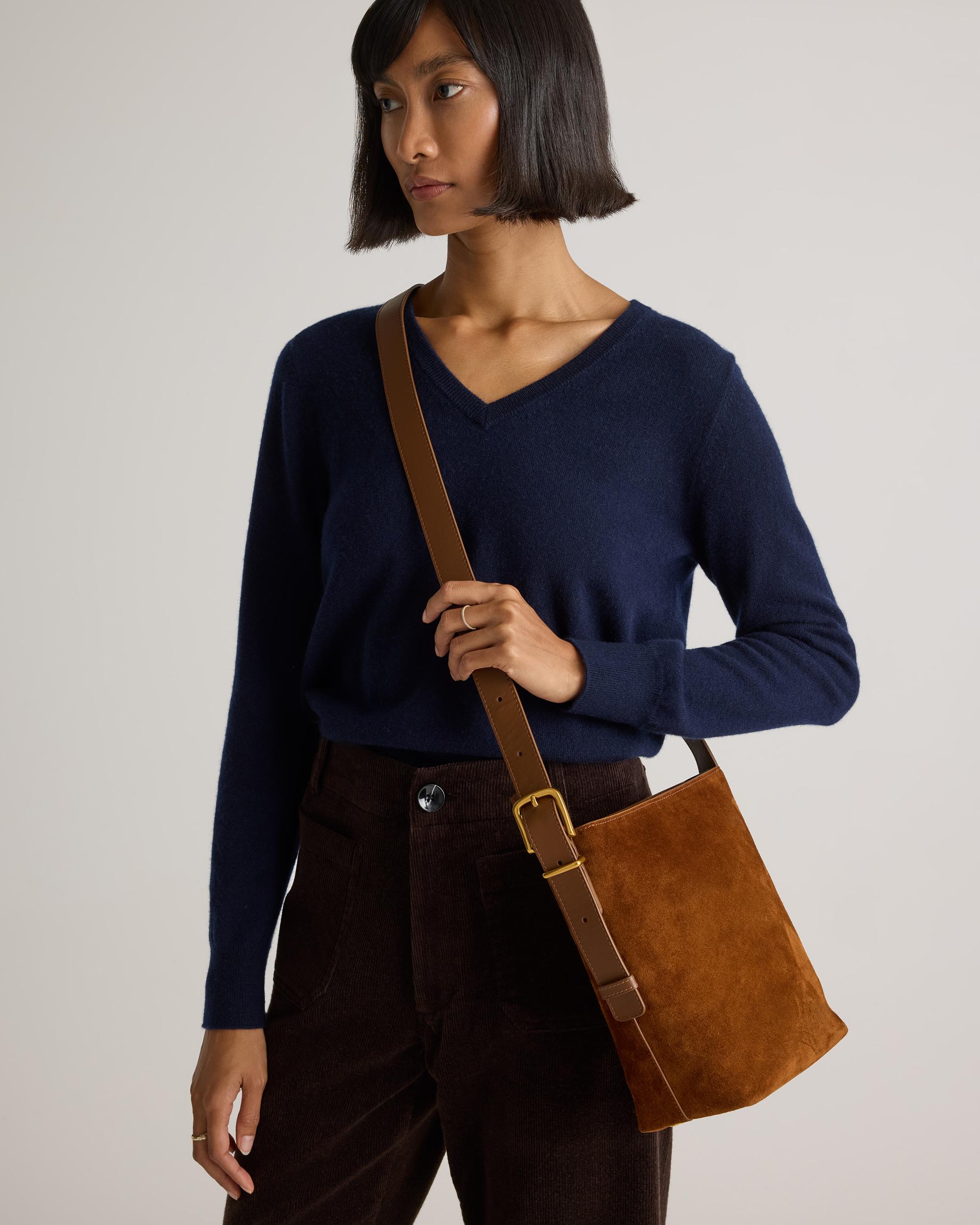 Quince | Women's Italian Suede Bucket Crossbody Suede Leather Product Image