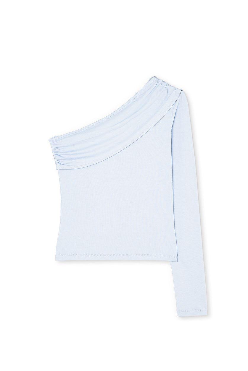 Soft Line One Sleeve Draped Top Product Image