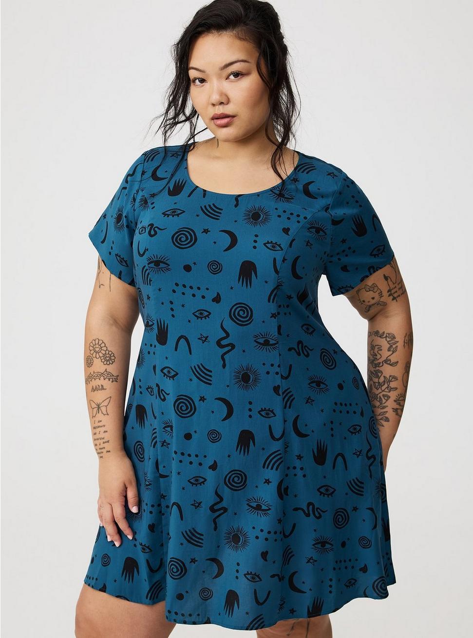 Mini Cap-Sleeve Trapeze Dress Product Image