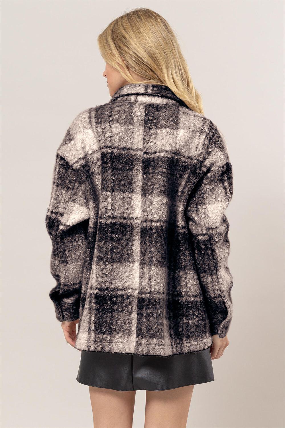 HYFVE Plaid Button Up Boucle Jacket Product Image