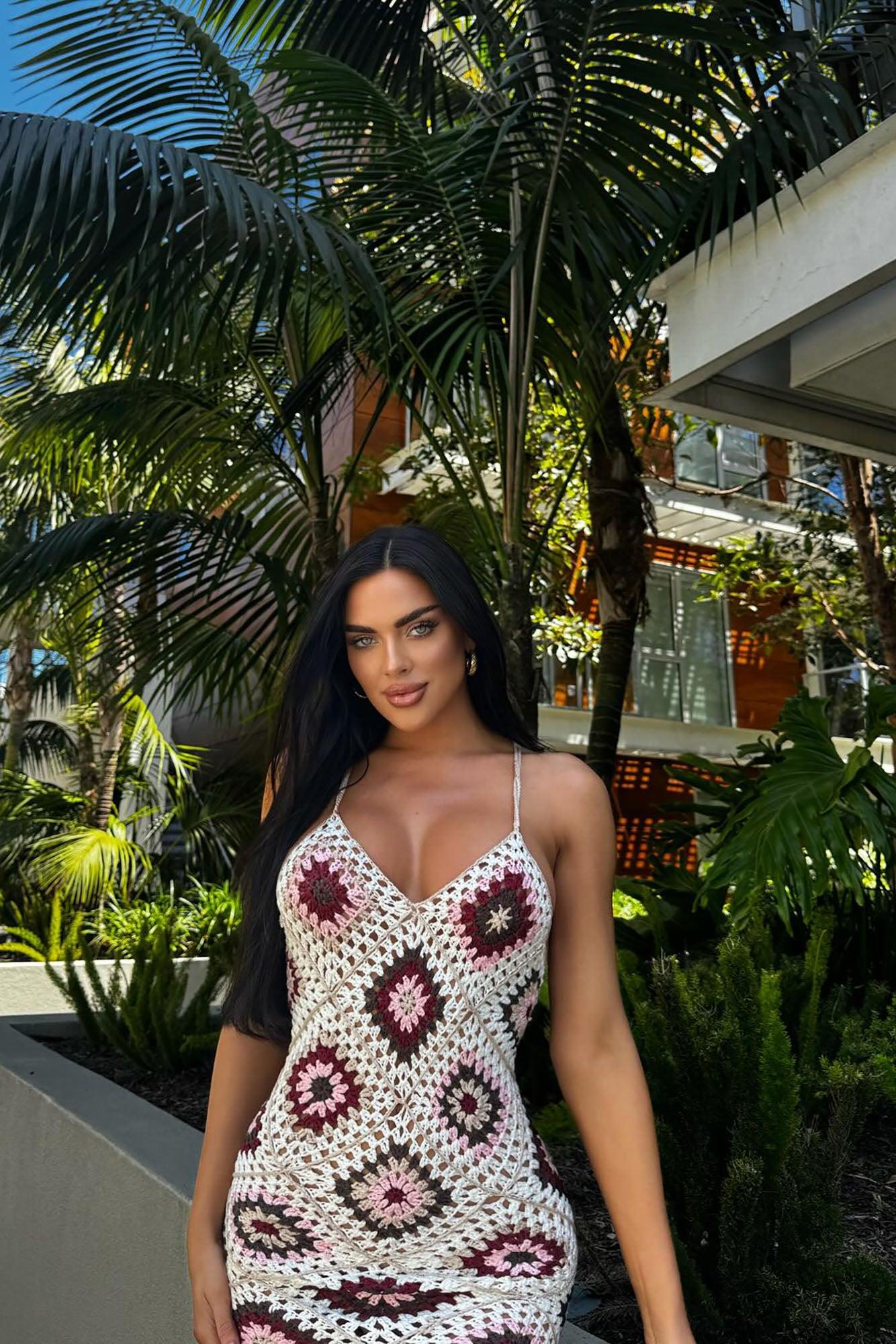 Amalfi Coast Crochet Maxi Dress - Cream/combo Product Image