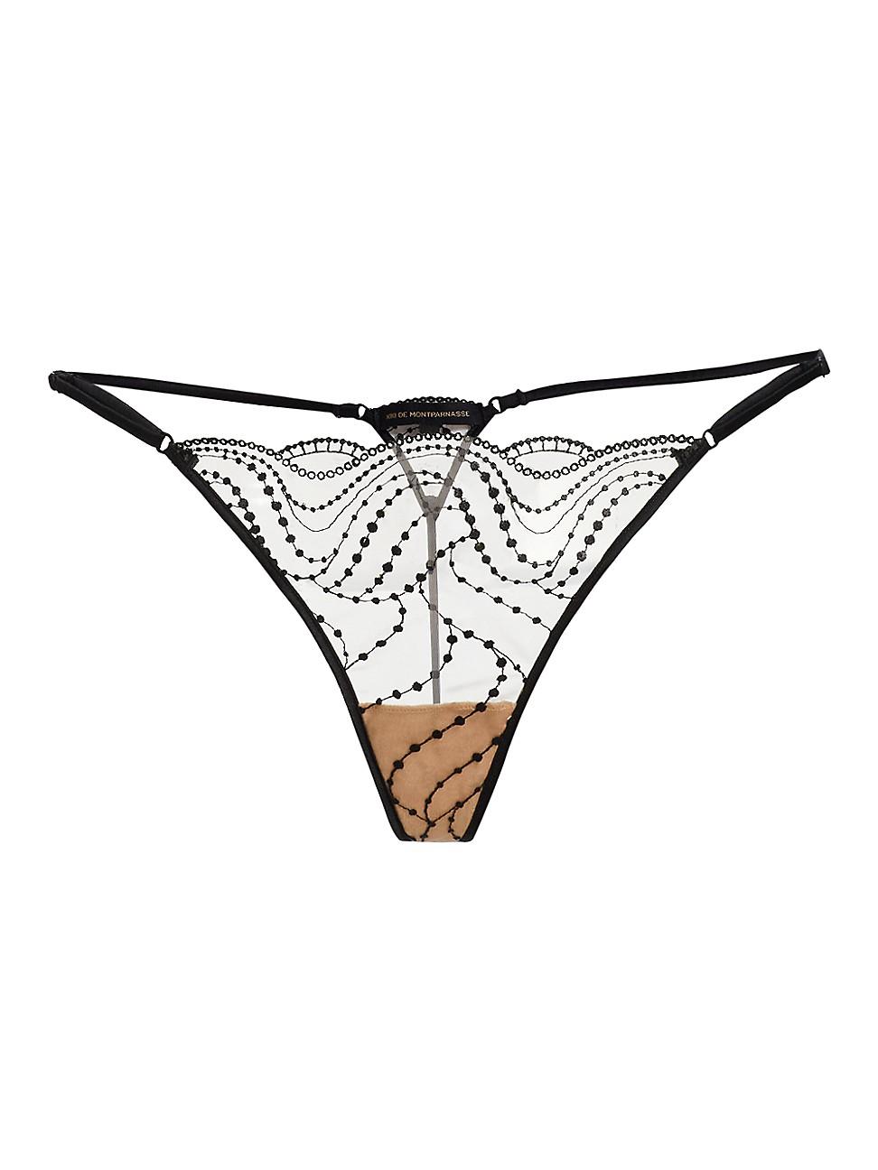 Womens Ondule Embroidered Lace Thong Product Image