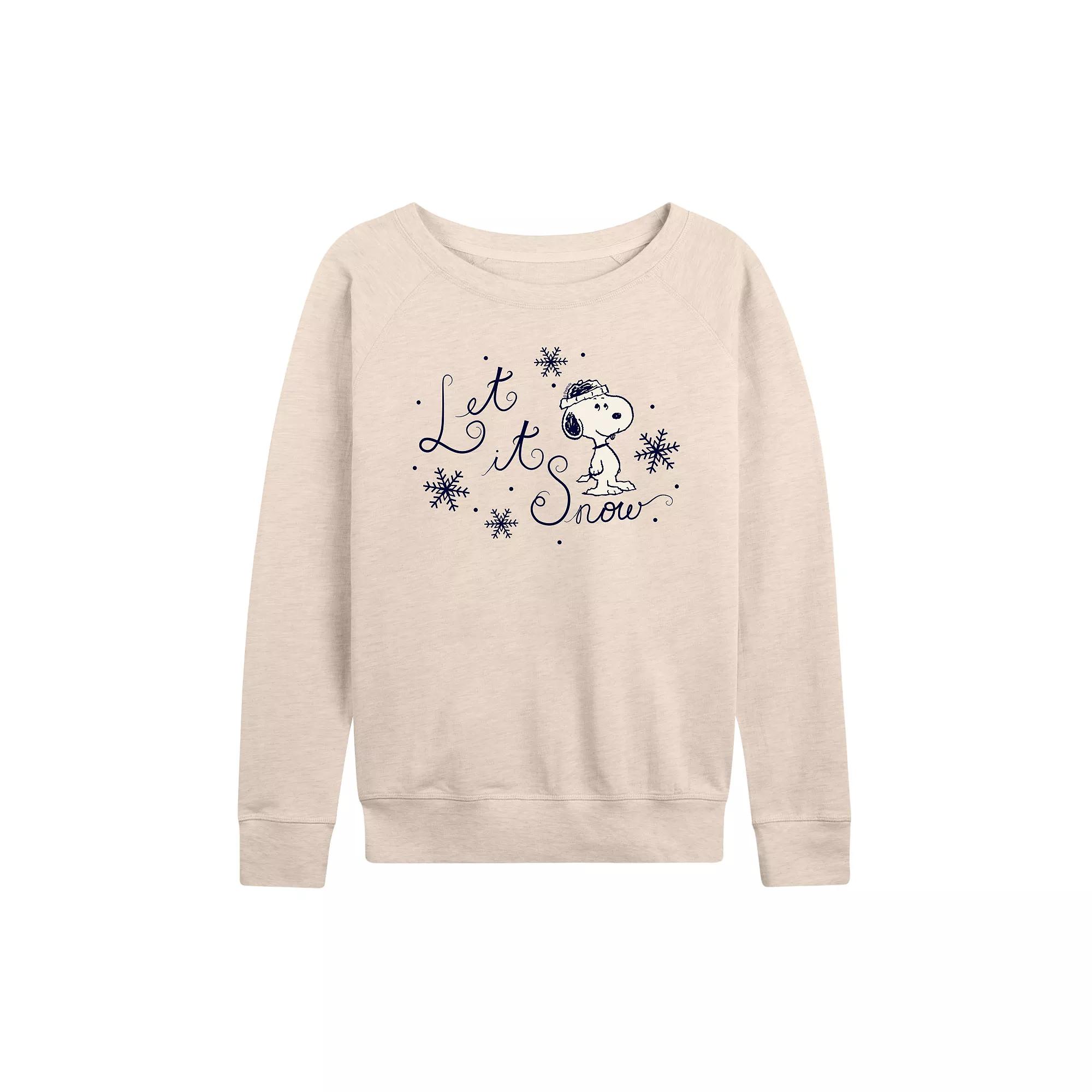 Women's Peanuts Snoopy Let It Snow French Terry Long Sleeve Tee,  Product Image