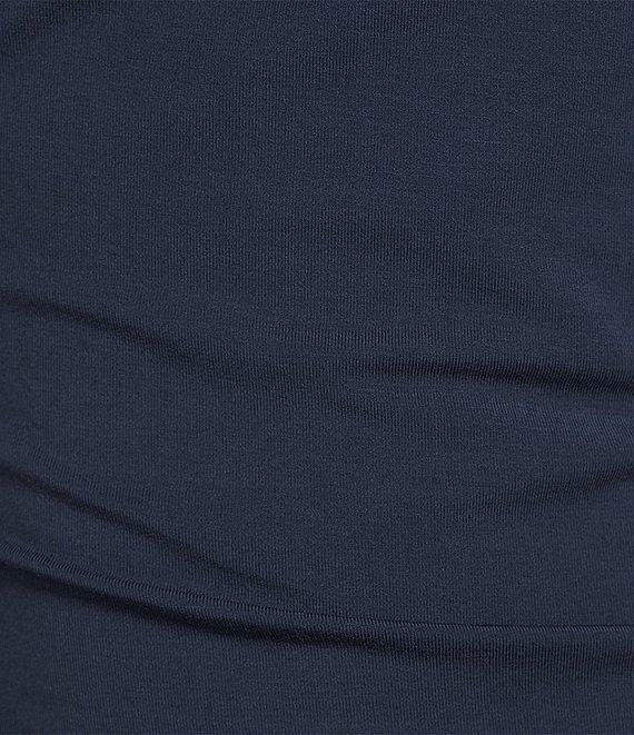 City Blues Stretch Modal Asymmetrical Neck Long Sleeve Ruched Top Product Image