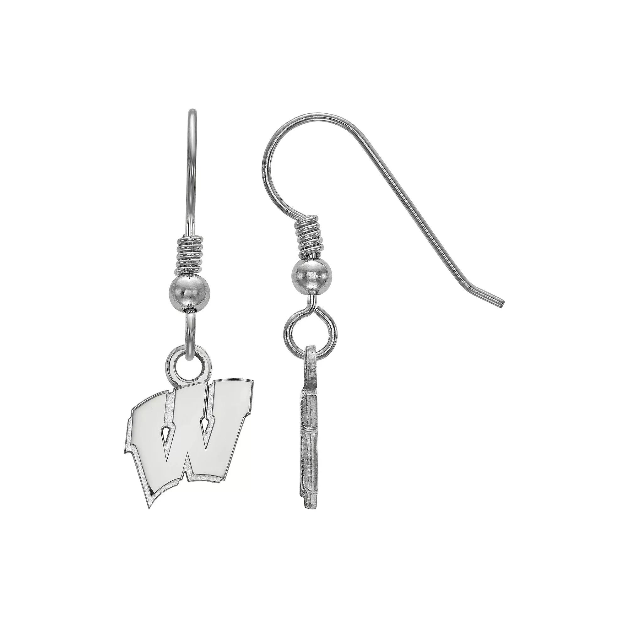 LogoArt Sterling Silver Wisconsin Badgers Dangle Earrings, Womens Product Image
