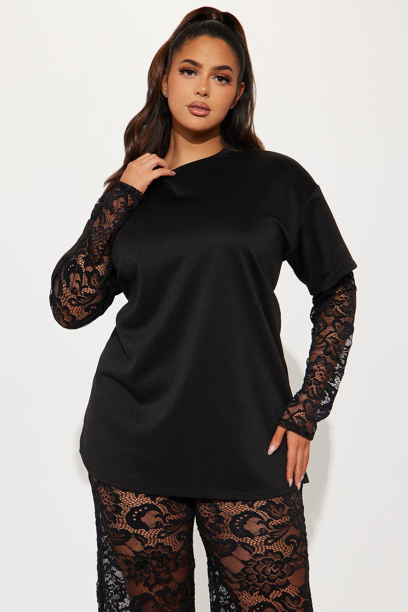 NYC Vibe Lace Pant Set - Black Product Image