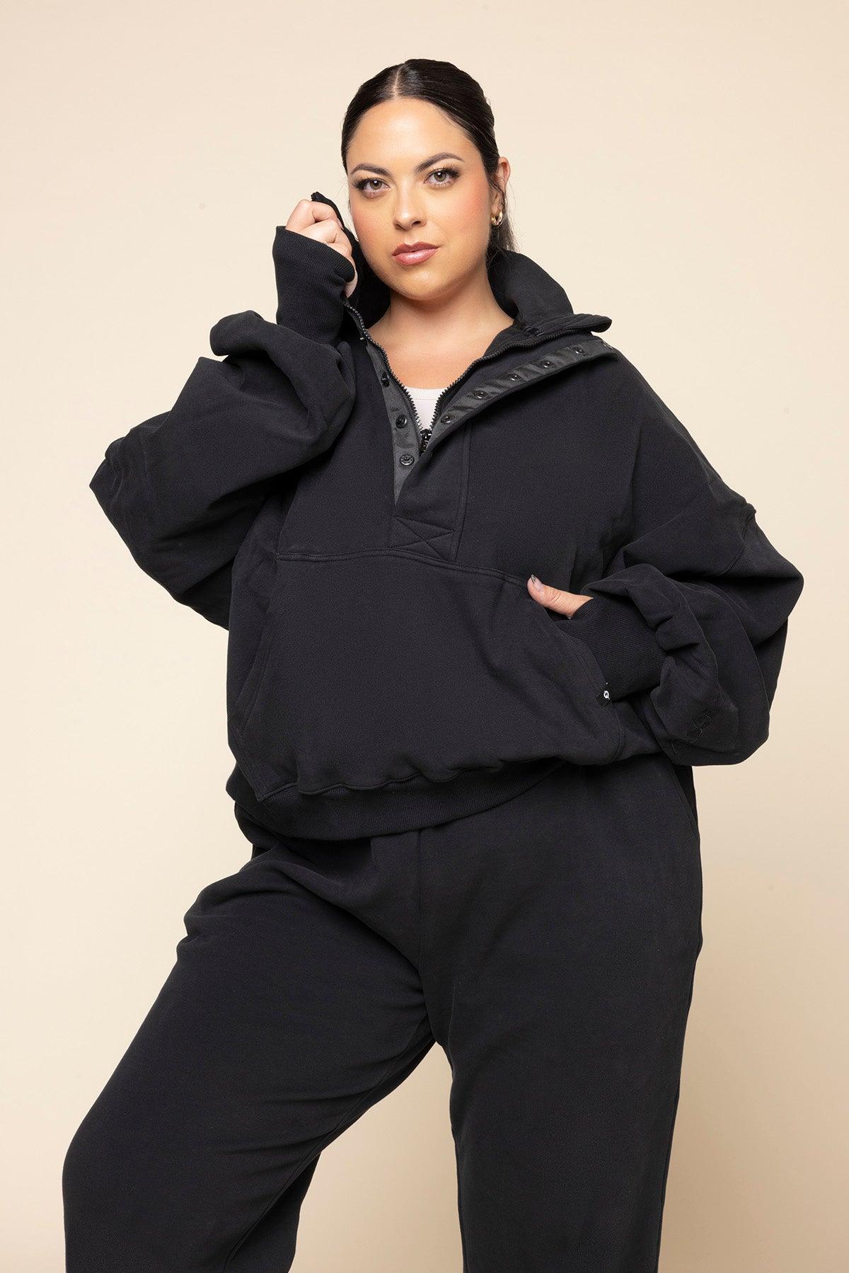 Ooey Gooey Half Zip Sweater - Black Product Image