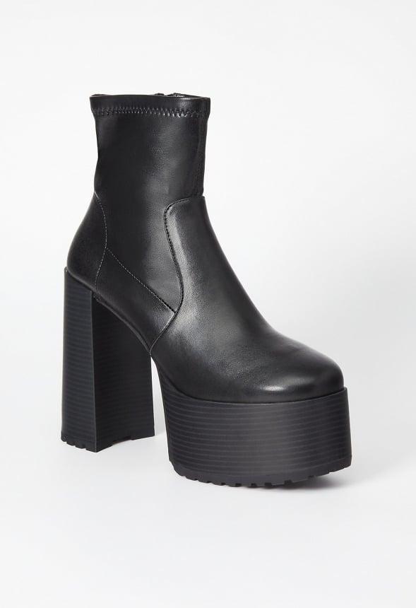 JustFab Margaux Platform Loafer Pump Womens Black/ White Size 8.5 Product Image