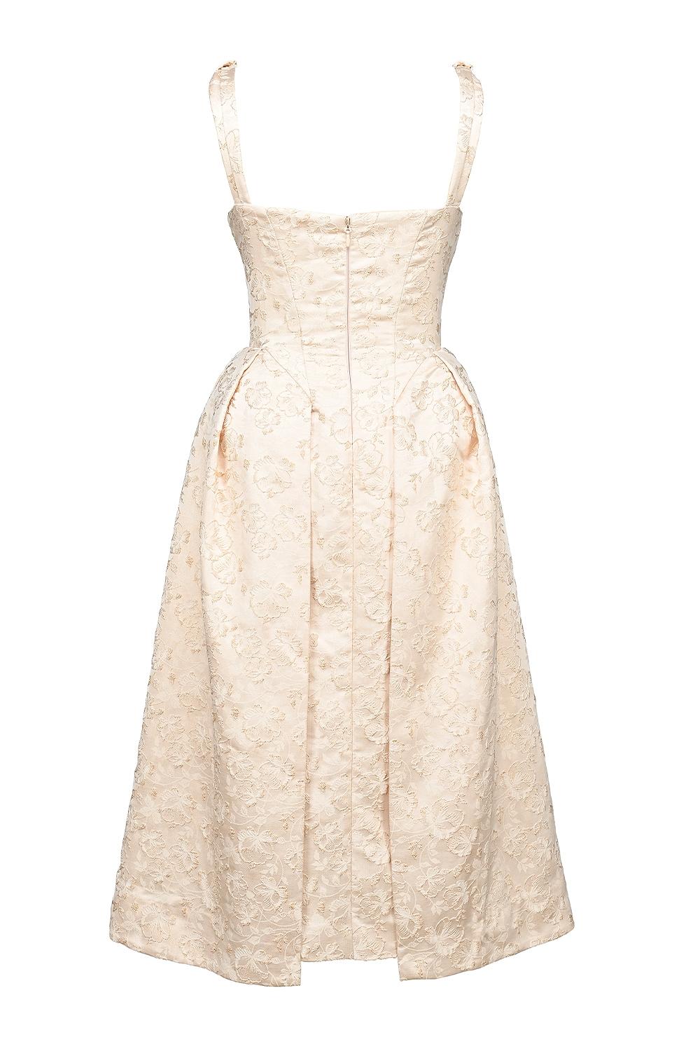 Paloma  ivory metallic jacquard midi dress - sale Product Image
