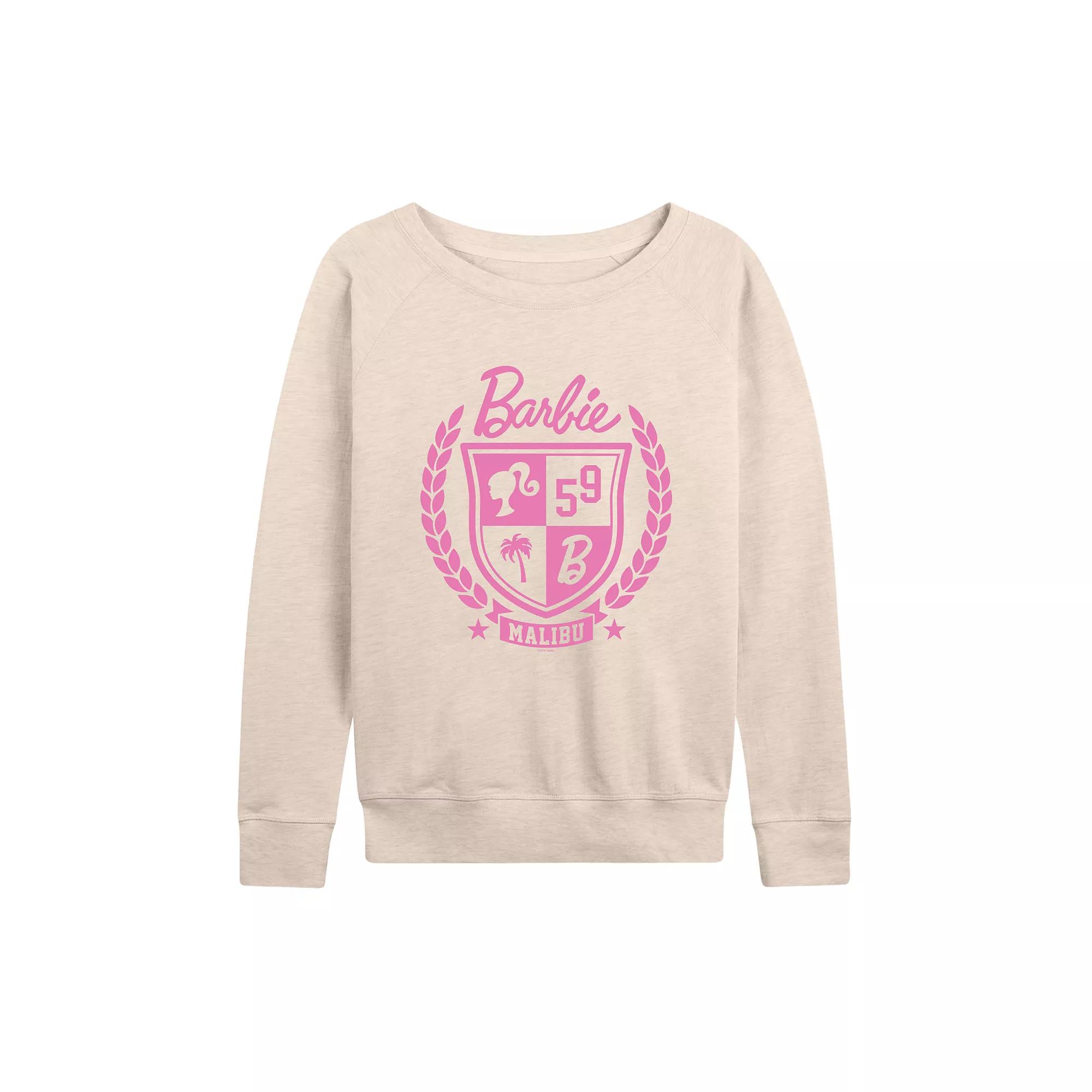 Women's Barbie® Varsity Malibu Seal French Terry Long Sleeve Tee,  Product Image