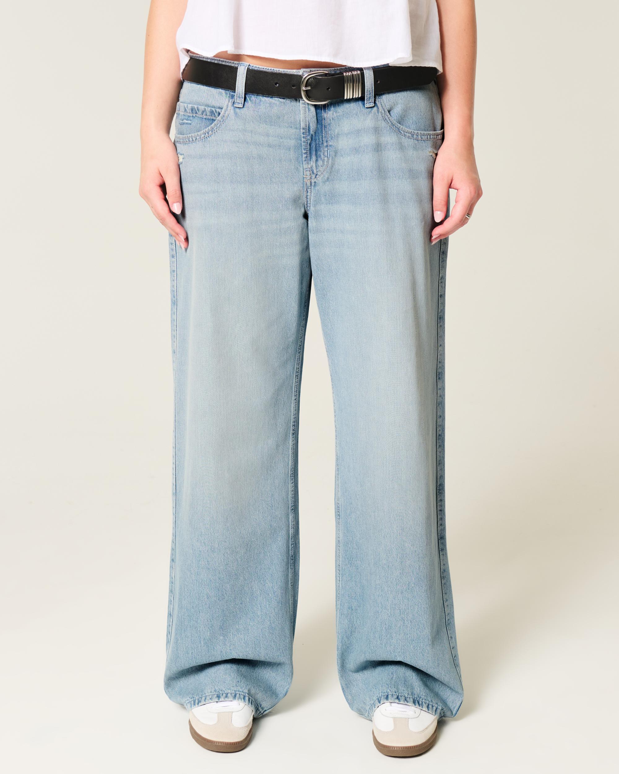 Low-Rise Distressed Baggy Jeans Product Image