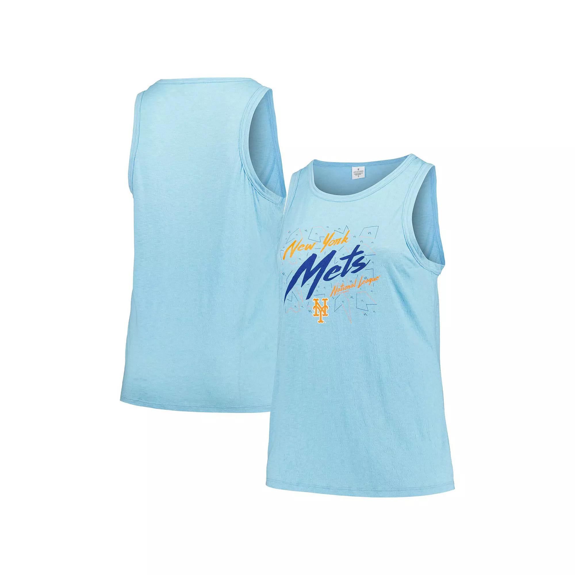 Women's Soft as a Grape Light Blue New York Mets Plus Size Curvy High Neck Tri-Blend Tank Top, Size: 2XL Product Image