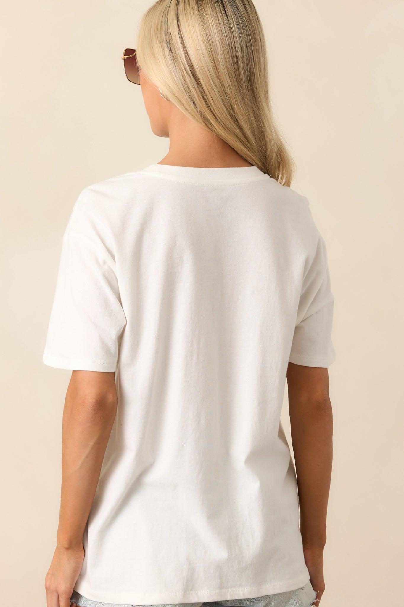 Z Supply Ivory Cotton Embroidered Cocktails Boyfriend Tee Product Image