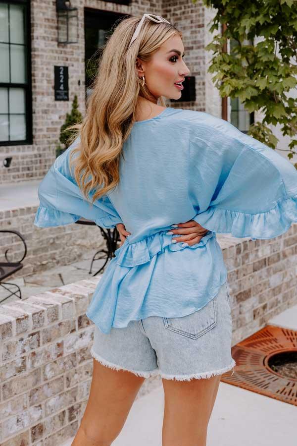 Claim To Love Ruffle Top in Sky Blue Product Image