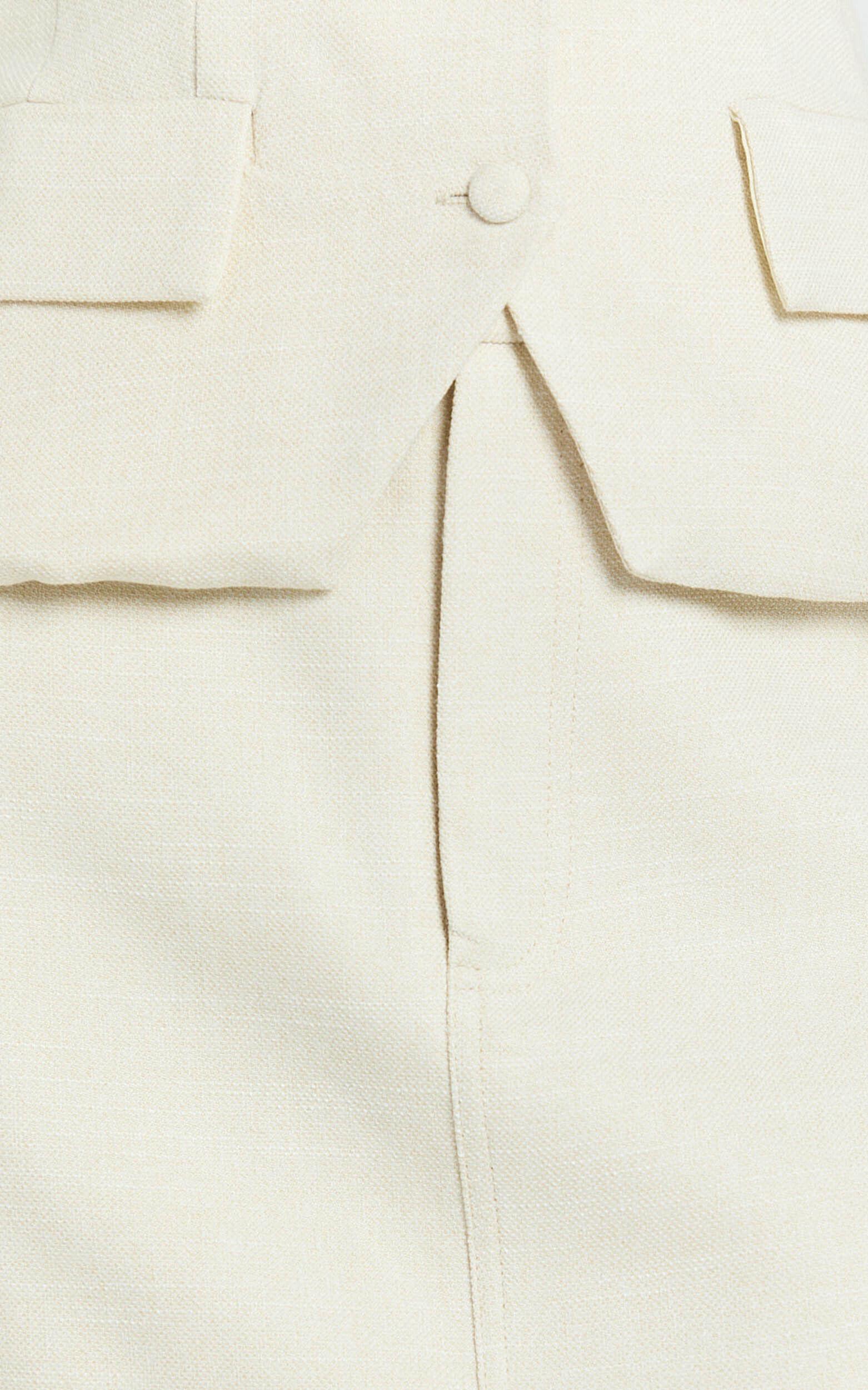 Andie Mini Skirt - High Waisted Tailored Skirt in Cream Product Image