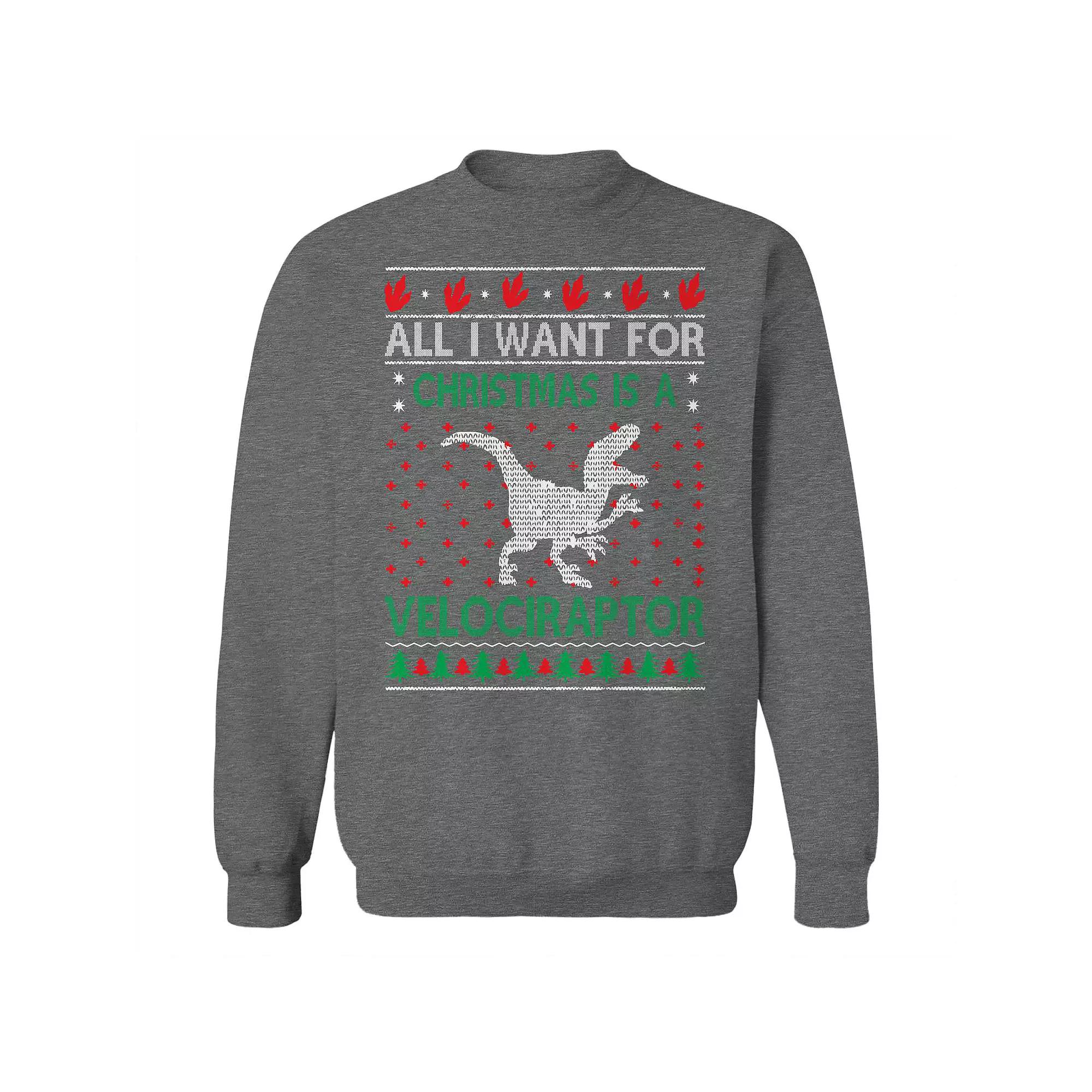 Men's Christmas Velociraptor Sweater Graphic Sweatshirt, Adult Unisex,  Product Image