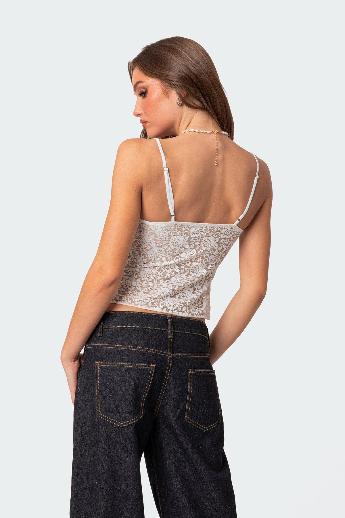 Ruby sheer lace tank top Product Image