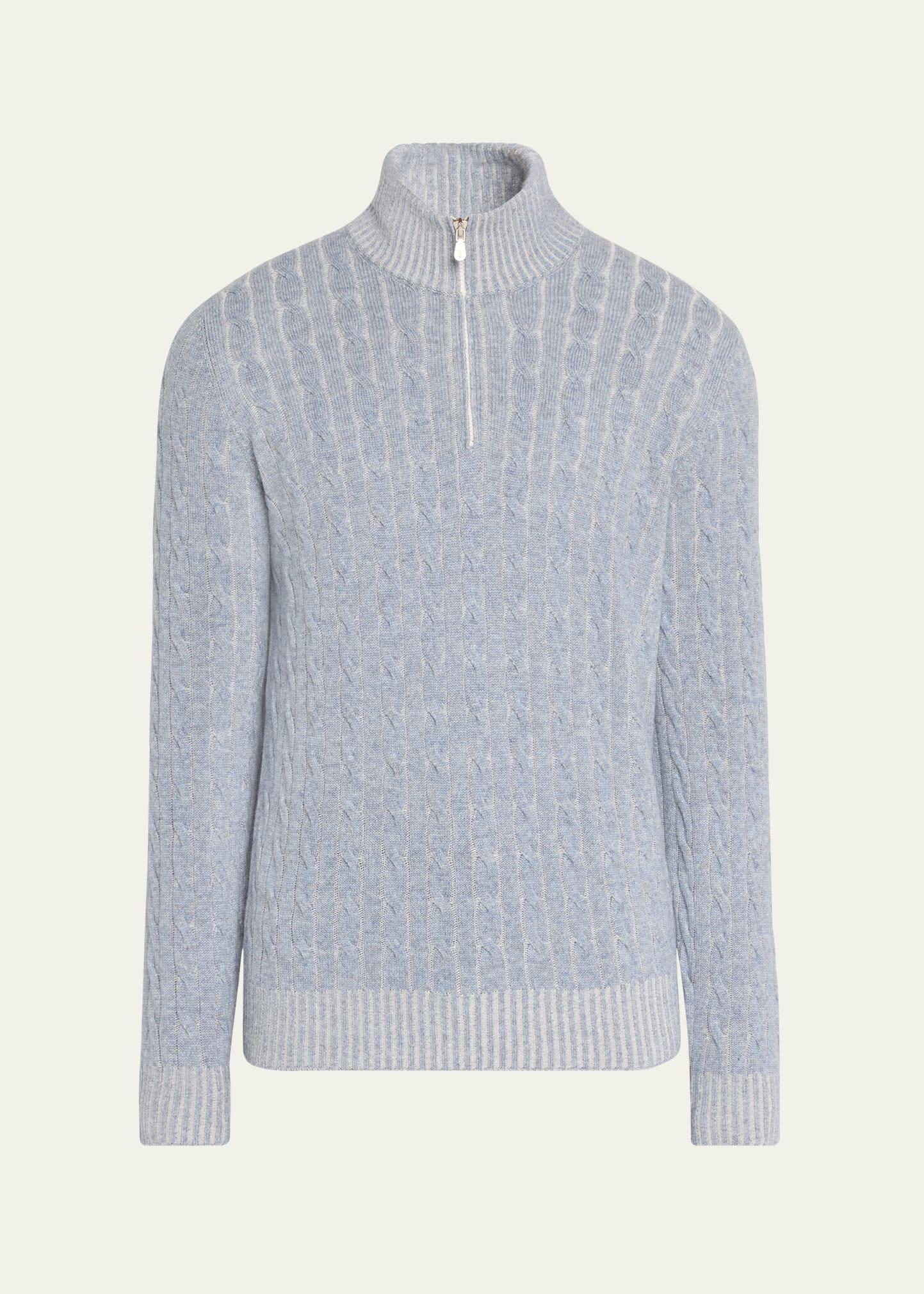 Mens Cashmere Cable Half-Zip Sweater Product Image