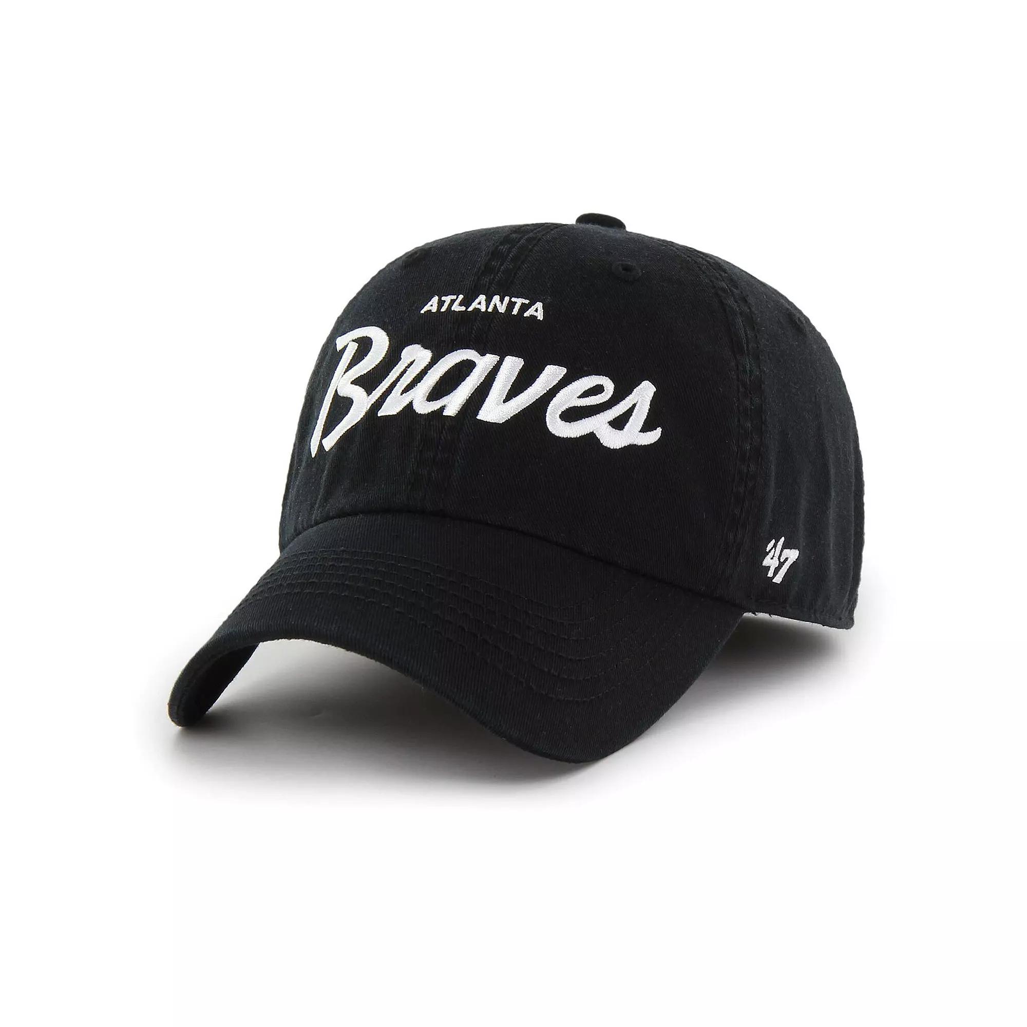 Men's '47 Black Atlanta Braves Crosstown Classic Franchise Fitted Hat,  Product Image
