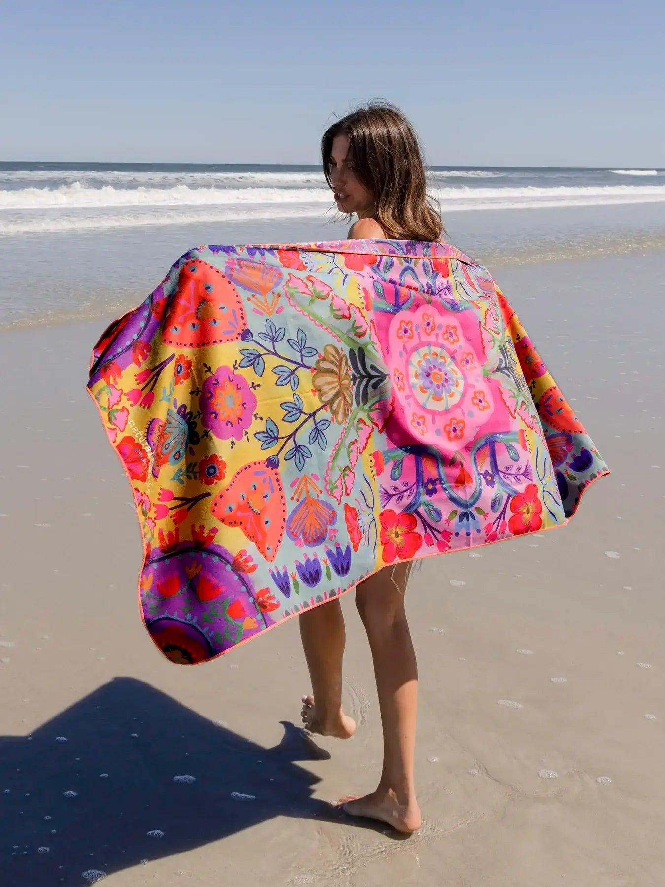 Double-Sided Microfiber Beach Towel - Tropical Sprigs Product Image