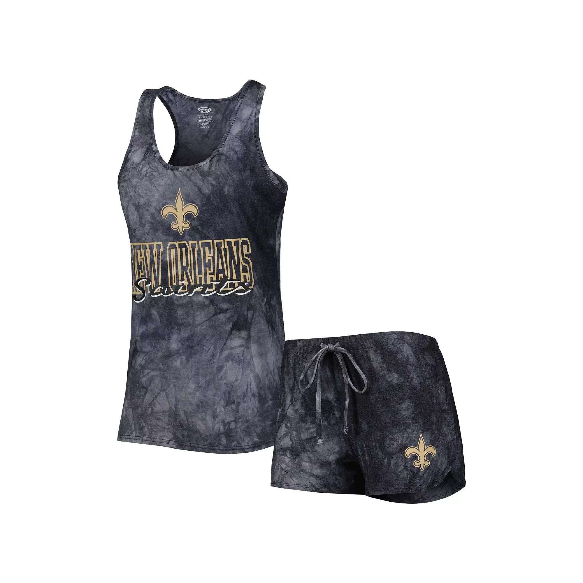 Women's Concepts Sport Charcoal New Orleans Saints Billboard Scoop Neck Racerback Tank Top and Shorts Sleep Set, Size: 3XL Product Image