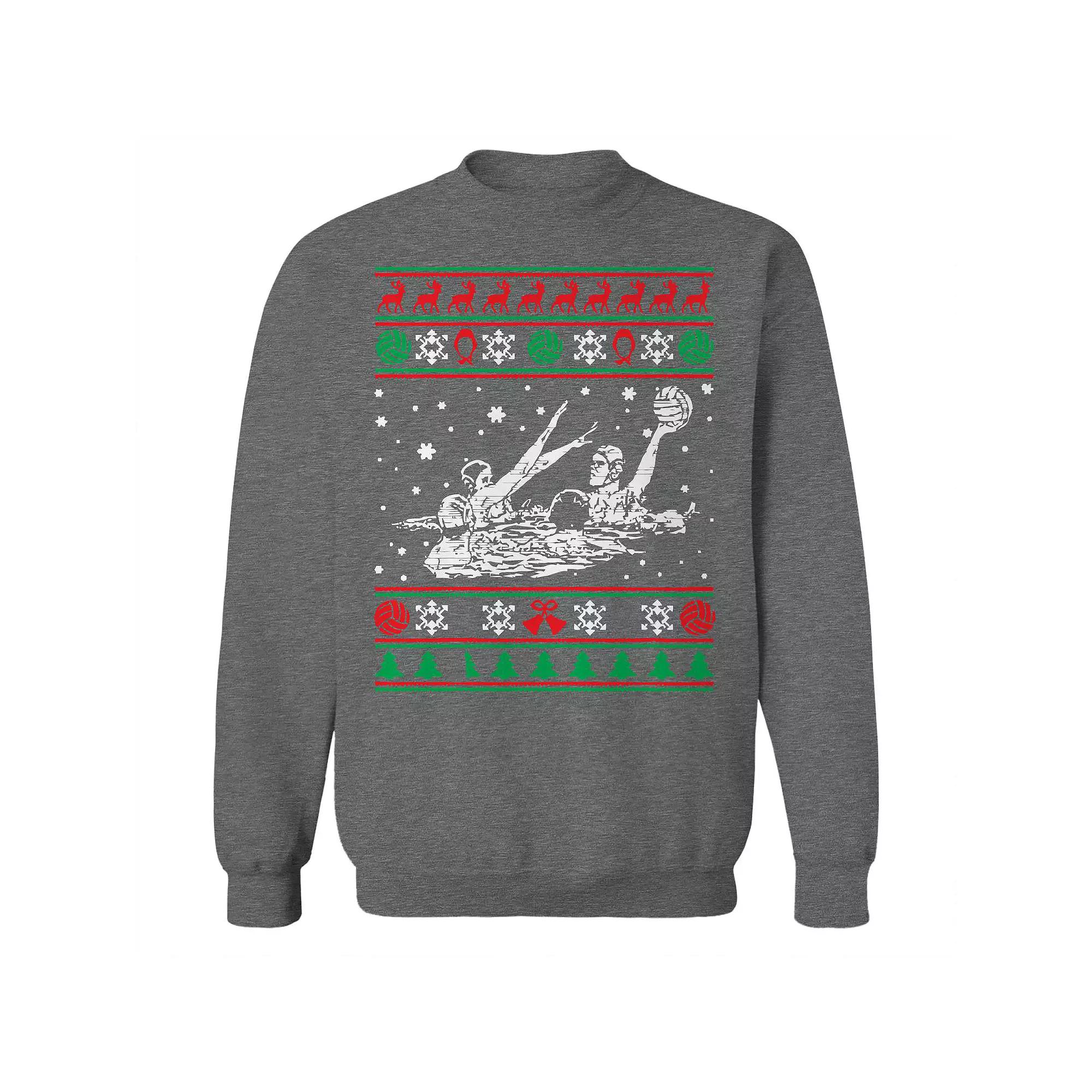 Men's Ugly Water Christmas Sweater Graphic Sweatshirt, Size: Small, Grey Heather Product Image
