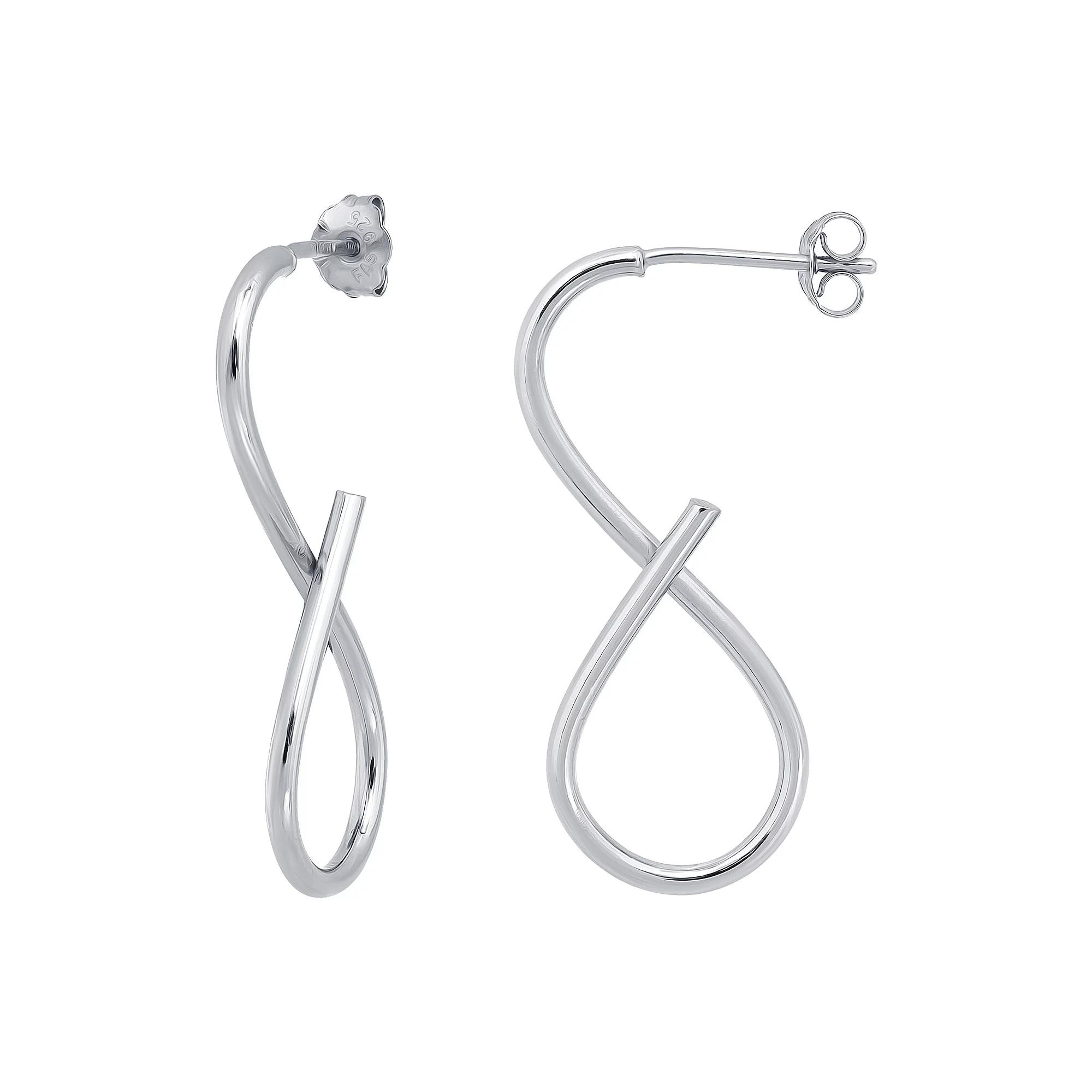 Aleure Precioso Sterling Silver Infinity Drop Earrings, Women's, Silver Tone Product Image