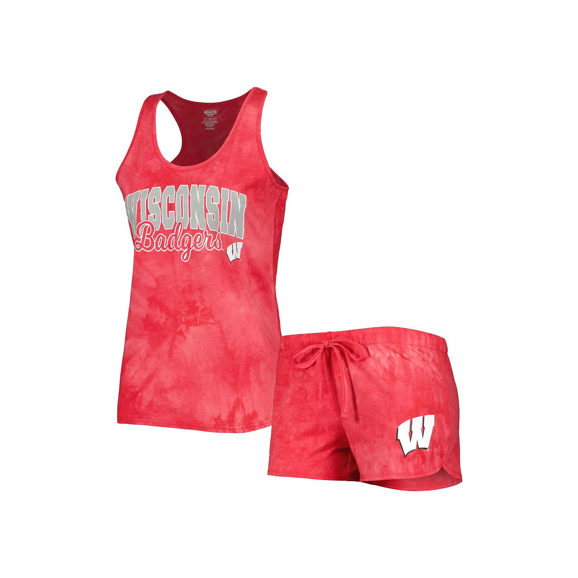 Women's Concepts Sport Red Wisconsin Badgers Billboard Tie-Dye Tank and Shorts Sleep Set,  Product Image