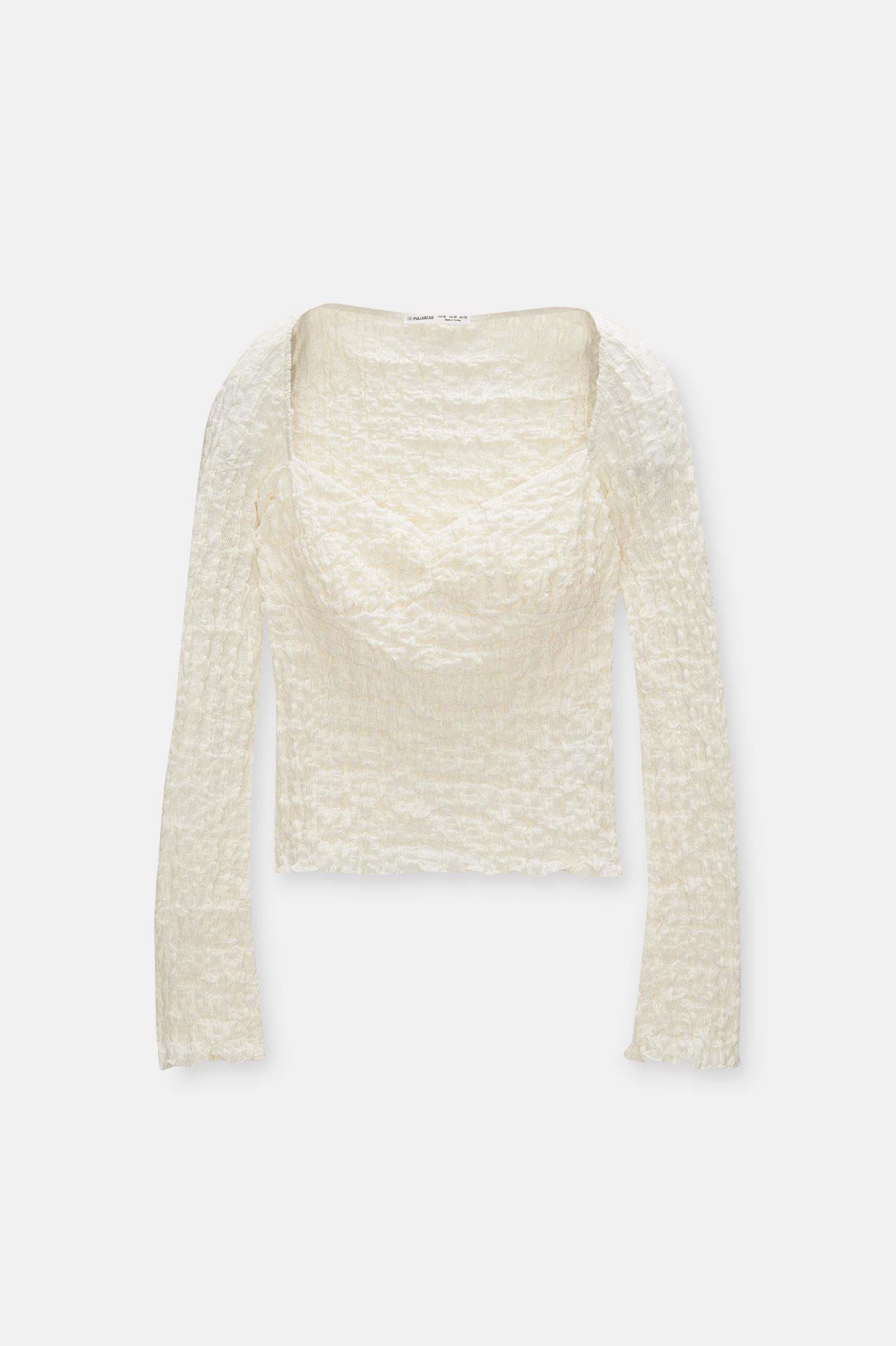 Textured corsetry-inspired T-shirt Product Image