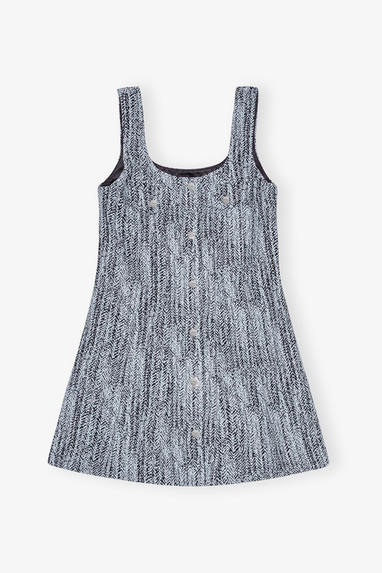 Blue Cotton Tweed Mini Dress Product Image