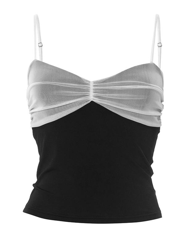 Mesh-Paneled Strapless Cami Top Product Image