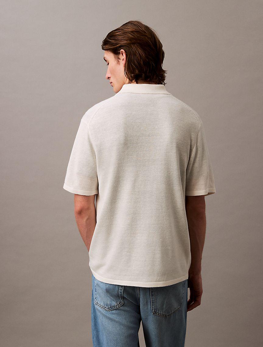 Linen Blend Classic Sweater Polo Shirt Product Image