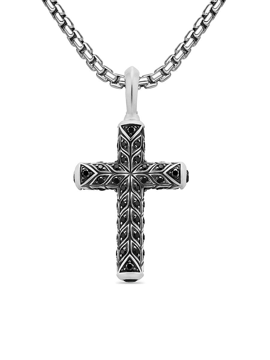 Mens Chevron Cross Pendant in Sterling Silver, 36MM Product Image
