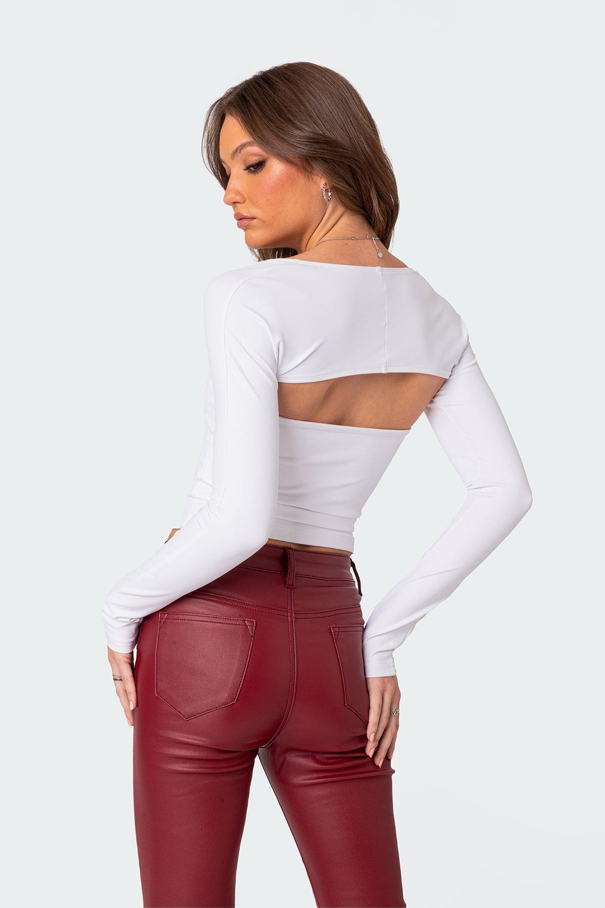 Luna Faux Leather Mid Rise Flared Jeans Product Image