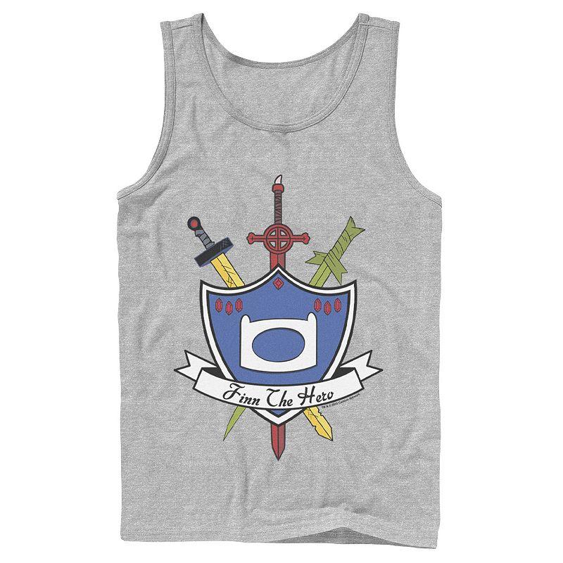 Men's Cartoon Network Adventure Time Finn the Hero Sword and Shield Banner Tank Top,  Product Image