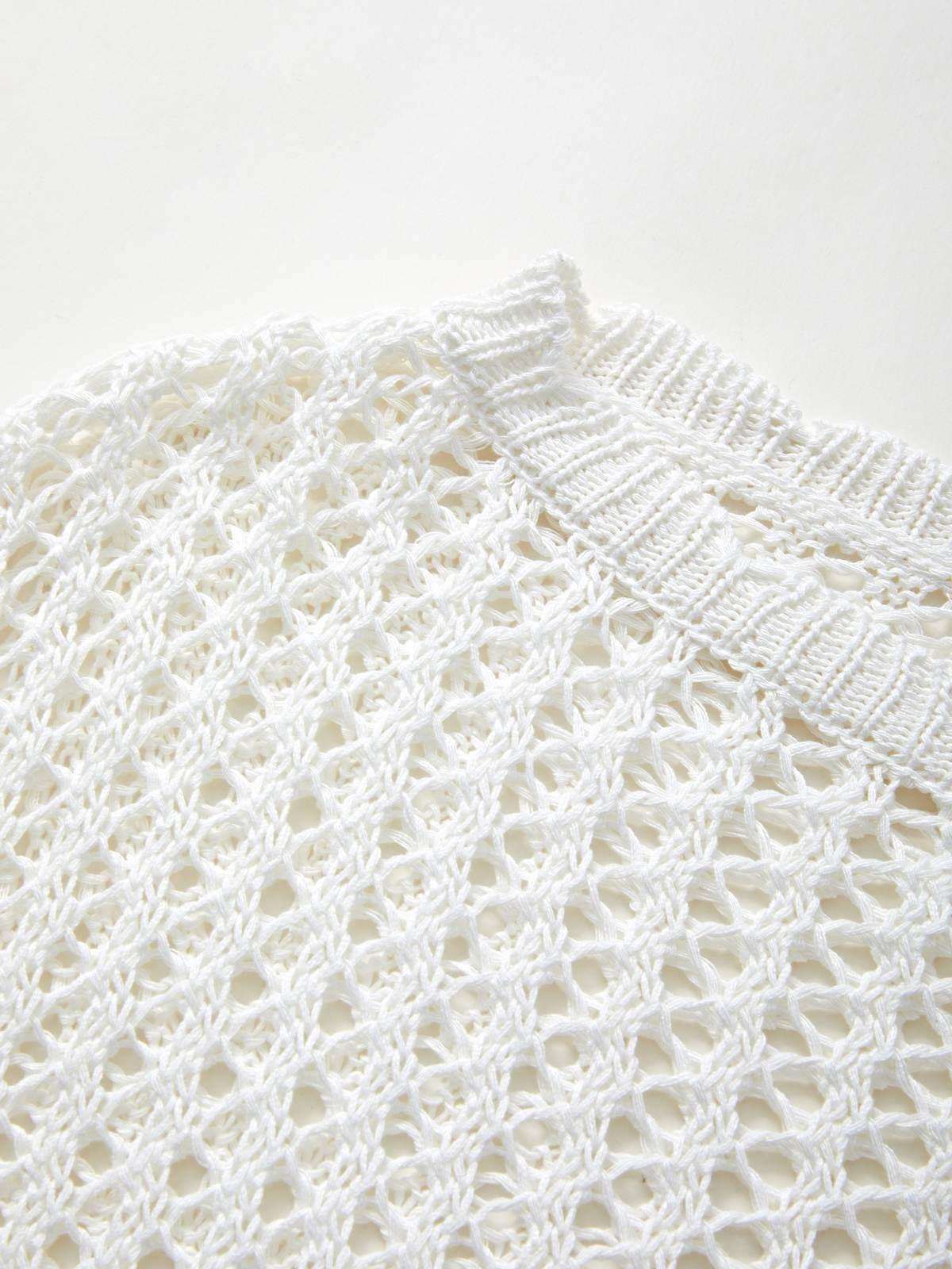 Hollow Out Crochet Long Sleeve Knit Top Product Image
